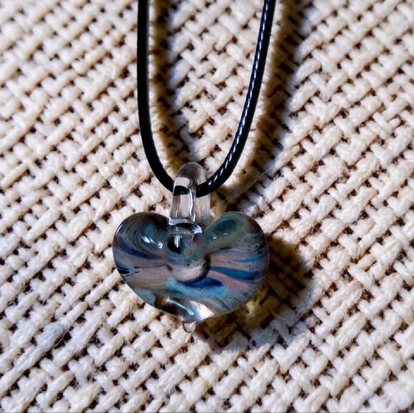 Artisan Jewelry - Artisan - Handblown Heart Pendant on Cord